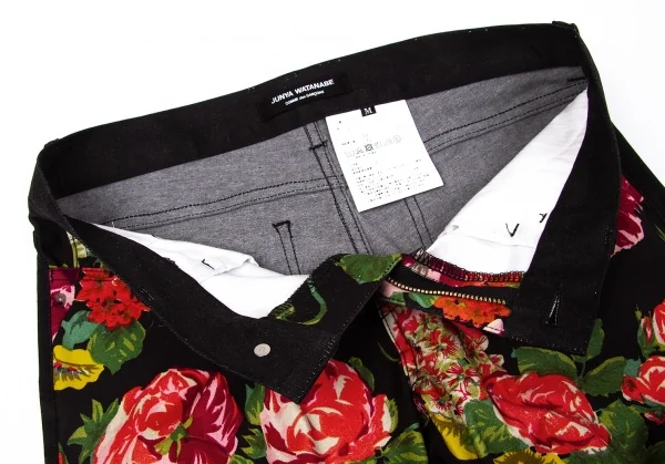 新品!【SALE】新品！ジュンヤワタナベ コムデギャルソンJUNYA WATANABE COMME des GARCONS花柄プリントストレッチパンツ 黒M K-67310_005
