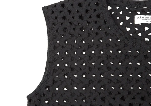 【SALE】ローブドシャンブル コムデギャルソンrobe de chambre COMME des GARCONS コットンレースノースリーブトップス 濃紺M位 K-67347_004