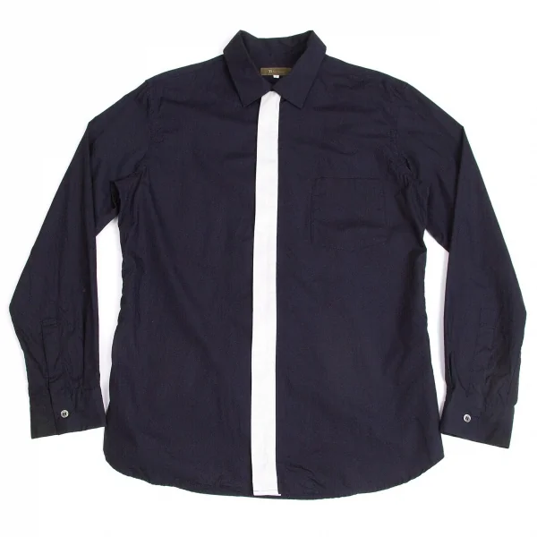Y's for men Front zip up Long Sleeve Shirt Navy 4 K-67378_001