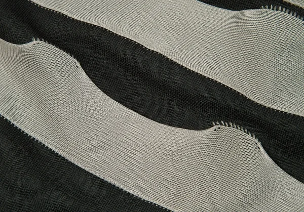 【SALE】イッセイミヤケ ミーISSEY MIYAKE me ストライププリーツチュニックトップス グレー黒M位 K-67414_011