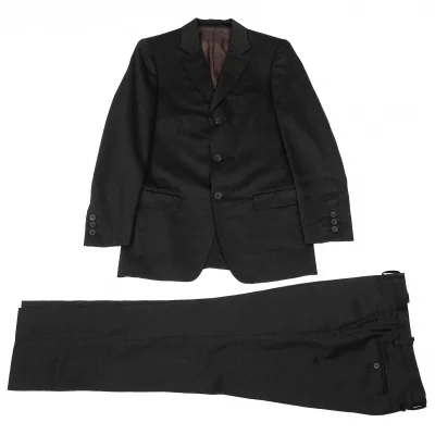ジャンポールゴルチエJean Paul GAULTIER ウールポリノッチドラペル3Bセットアップスーツ 黒