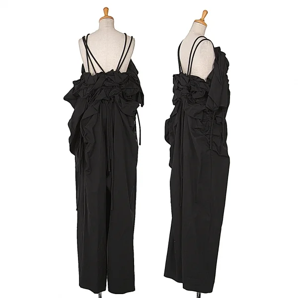 【SALE】ヨウジヤマモト ファムYohji Yamamoto FEMME シャーリングギャザーボリュームコンビネゾン 黒M位 K-67534_002