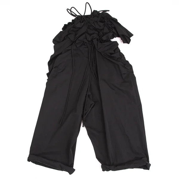 【SALE】ヨウジヤマモト ファムYohji Yamamoto FEMME シャーリングギャザーボリュームコンビネゾン 黒M位 K-67534_014