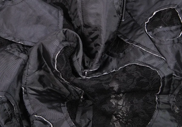【SALE】コムコム コムデギャルソンCOMME des GARCONS モチーフパッチデザインレースノースリーブ 黒XS K-67583_011