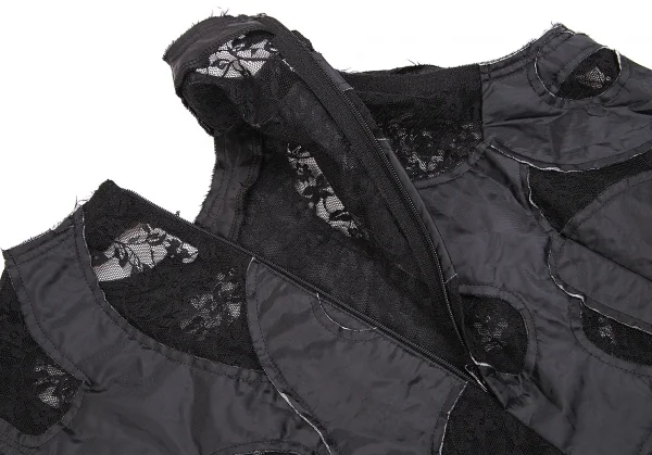 【SALE】コムコム コムデギャルソンCOMME des GARCONS モチーフパッチデザインレースノースリーブ 黒XS K-67583_009