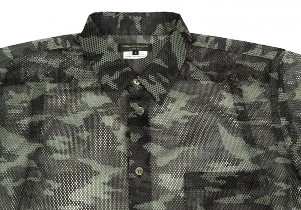【SALE】コムデギャルソン オムプリュスCOMME des GARCONS HOMME PLUS カモフラポリメッシュシャツ カーキS K-67593_002