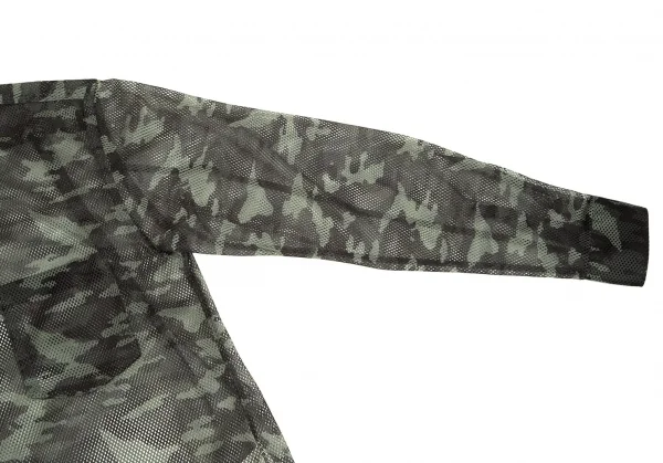 【SALE】コムデギャルソン オムプリュスCOMME des GARCONS HOMME PLUS カモフラポリメッシュシャツ カーキS K-67593_005