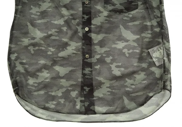 【SALE】コムデギャルソン オムプリュスCOMME des GARCONS HOMME PLUS カモフラポリメッシュシャツ カーキS K-67593_007
