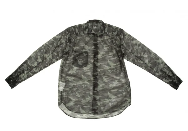 【SALE】コムデギャルソン オムプリュスCOMME des GARCONS HOMME PLUS カモフラポリメッシュシャツ カーキS K-67593_009