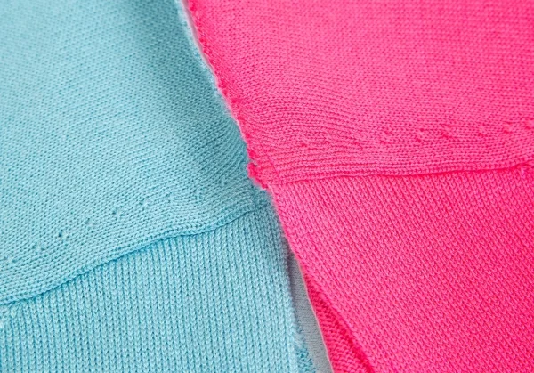 【SALE】コムデギャルソン オムプリュスCOMME des GARCONS HOMME PLUS バイカラーカッティングニット ピンク水色S K-67594_010