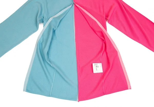 【SALE】コムデギャルソン オムプリュスCOMME des GARCONS HOMME PLUS バイカラーカッティングニット ピンク水色S K-67594_012