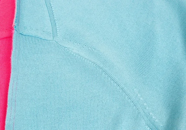 【SALE】コムデギャルソン オムプリュスCOMME des GARCONS HOMME PLUS バイカラーカッティングニット ピンク水色S K-67594_017