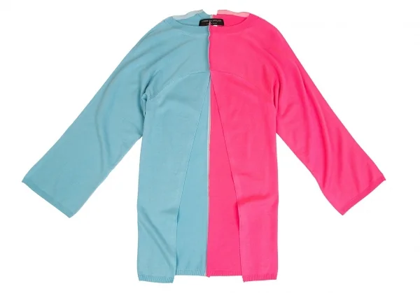 【SALE】コムデギャルソン オムプリュスCOMME des GARCONS HOMME PLUS バイカラーカッティングニット ピンク水色S K-67594_002