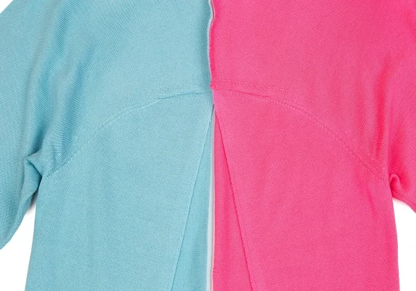 【SALE】コムデギャルソン オムプリュスCOMME des GARCONS HOMME PLUS バイカラーカッティングニット ピンク水色S K-67594_009