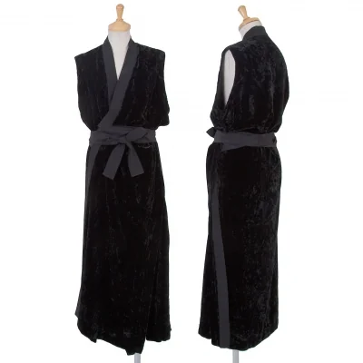 ジャンポールゴルチエ ファムJean Paul GAULTIER FEMME クラッシュベロアノースリーブキモノガウン