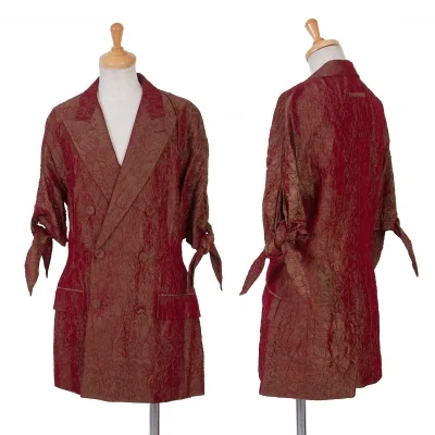 ジャンポールゴルチエ ファムJean Paul GAULTIER FEMME アセテートシワ加工ダブルジャケット 玉虫赤