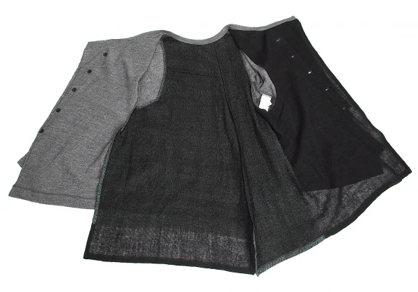 【SALE】ワイズY’s ウールシルクレイヤードカーディガン グレー黒2 K-67680_009
