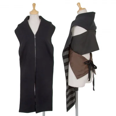 ソーイsoe ジップデザインジレストール 杢グレー黒