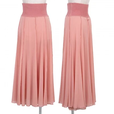 ジャンポールゴルチエ ファムJean Paul GAULTIER FEMME リブウエストパワーネットフレアースカート サーモン