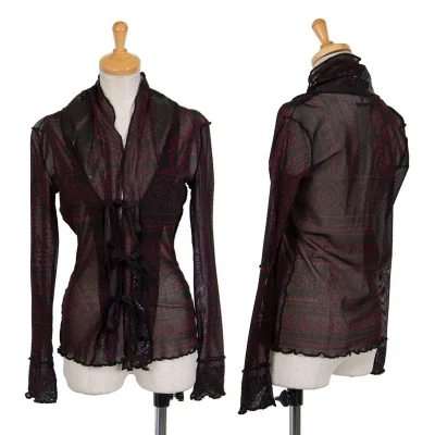ジャンポールゴルチエ ファムJean Paul GAULTIER FEMME ドットプリントパワーネットループカーディガン 黒