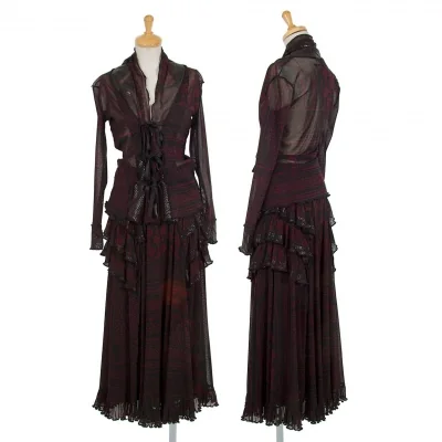 ジャンポールゴルチエ ファムJean Paul GAULTIER FEMME ドットプリントパワーネットセットアップスーツ 黒