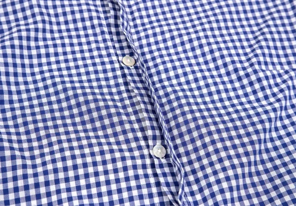 【SALE】R by 45rpm ギンガムチェック裾ドローコードシャツ 青白1 K-67897_010