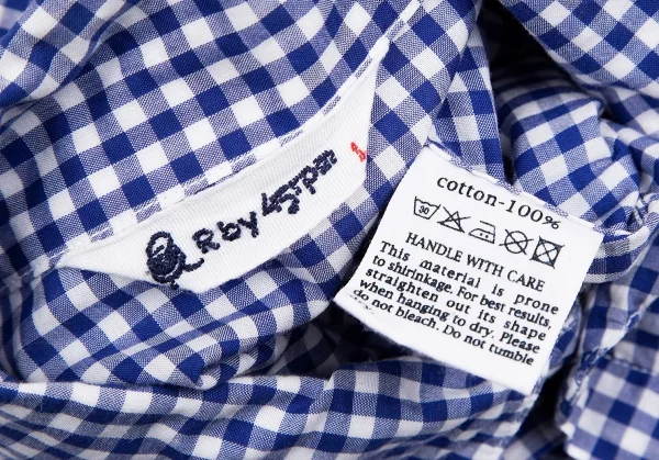 【SALE】R by 45rpm ギンガムチェック裾ドローコードシャツ 青白1 K-67897_015