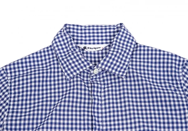 【SALE】R by 45rpm ギンガムチェック裾ドローコードシャツ 青白1 K-67897_003