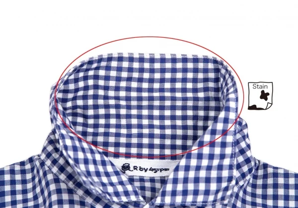 【SALE】R by 45rpm ギンガムチェック裾ドローコードシャツ 青白1 K-67897_005