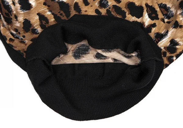 【SALE】レオナールLEONARD ヒョウ柄切替ニットソー 茶黒M K-67931_010