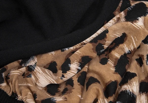 【SALE】レオナールLEONARD ヒョウ柄切替ニットソー 茶黒M K-67931_013