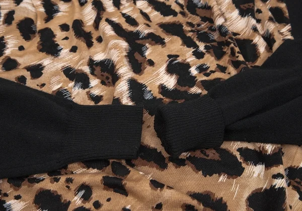 【SALE】レオナールLEONARD ヒョウ柄切替ニットソー 茶黒M K-67931_007