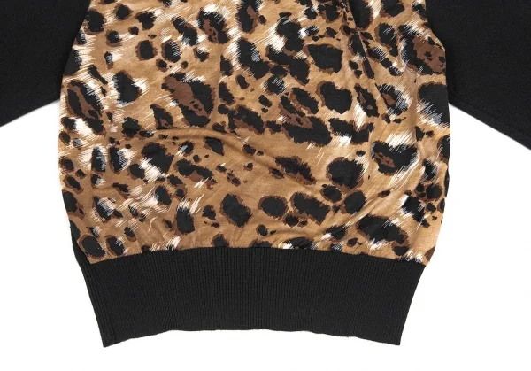 【SALE】レオナールLEONARD ヒョウ柄切替ニットソー 茶黒M K-67931_008