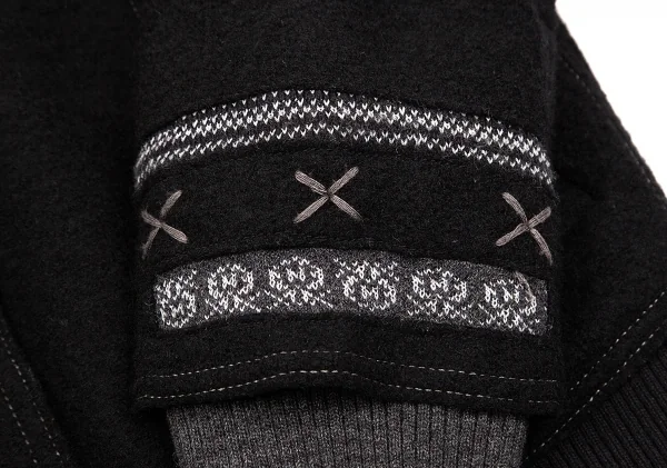 MARITHE + FRANCOIS GIRBAUD Wool Switching Blouson Black S-M (K-67957)