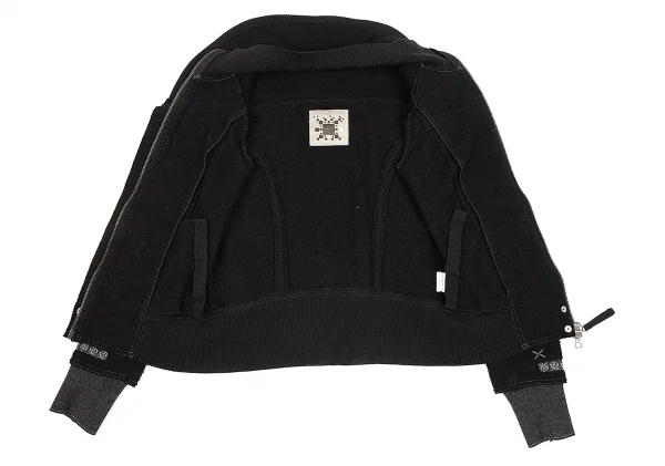 MARITHE + FRANCOIS GIRBAUD Wool Switching Blouson Black S-M (K-67957)