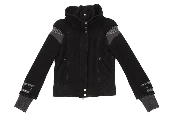 MARITHE + FRANCOIS GIRBAUD Wool Switching Blouson Black S-M (K-67957)