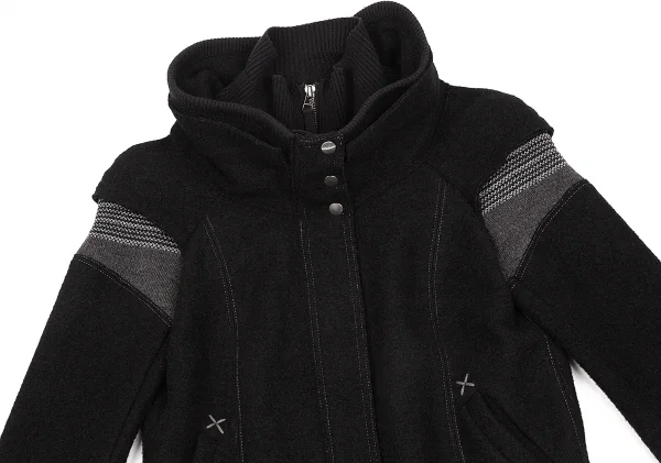 MARITHE + FRANCOIS GIRBAUD Wool Switching Blouson Black S-M (K-67957)