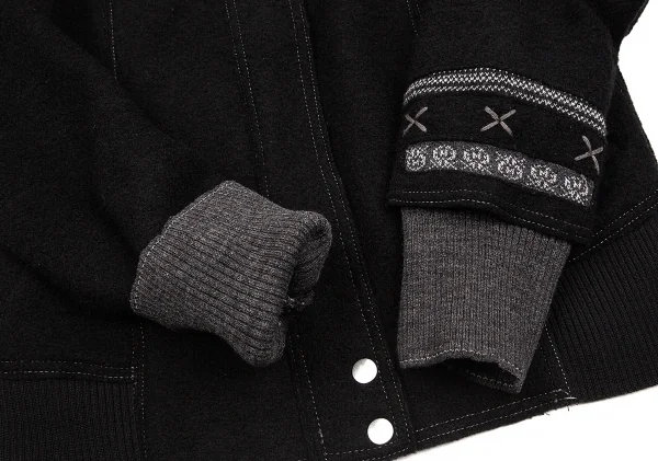 MARITHE + FRANCOIS GIRBAUD Wool Switching Blouson Black S-M (K-67957)