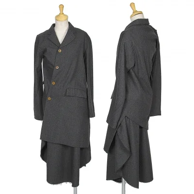 コムデギャルソンCOMME des GARCONS ウールヘリンボーンストライプ変形セットアップスーツ チャコール