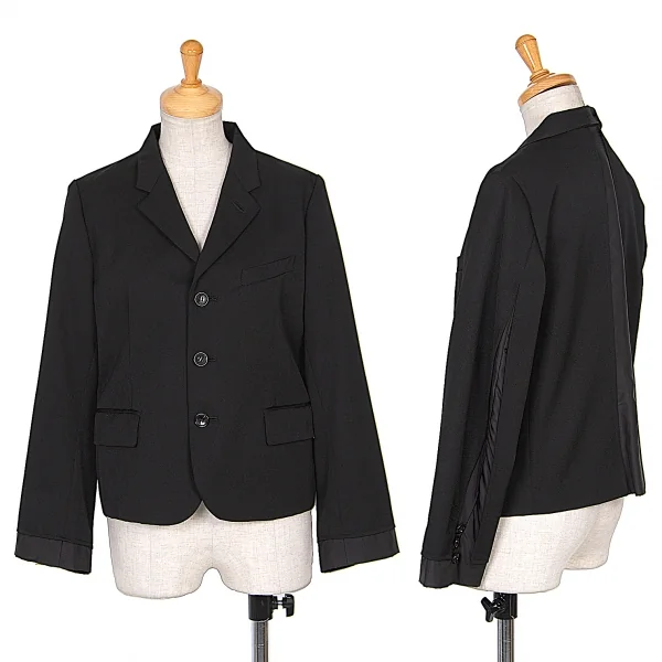 【SALE】ローブドシャンブル コムデギャルソンrobe de chambre COMME des GARCONSウールギャバ切替デザインジャケット 黒M K-68004_001