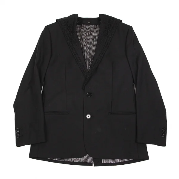 【SALE】ジャンポールゴルチエJean Paul GAULTIER 着脱ガラスビーズ装飾セーラーカラー総裏柄ジャケット 黒46 K-68369_001