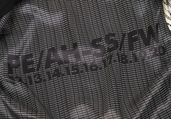 【SALE】ジャンポールゴルチエJean Paul GAULTIER 着脱ガラスビーズ装飾セーラーカラー総裏柄ジャケット 黒46 K-68369_014