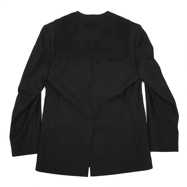 【SALE】ジャンポールゴルチエJean Paul GAULTIER 着脱ガラスビーズ装飾セーラーカラー総裏柄ジャケット 黒46 K-68369_015