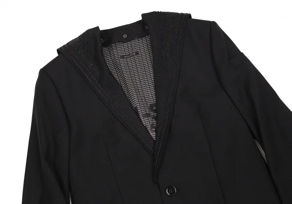 【SALE】ジャンポールゴルチエJean Paul GAULTIER 着脱ガラスビーズ装飾セーラーカラー総裏柄ジャケット 黒46 K-68369_002
