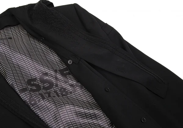 【SALE】ジャンポールゴルチエJean Paul GAULTIER 着脱ガラスビーズ装飾セーラーカラー総裏柄ジャケット 黒46 K-68369_005