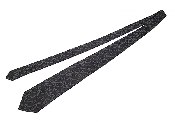 【SALE】ジャンポールゴルチエJean Paul GAULTIER  シルクブランドレタリングジャガードネクタイ 黒 K-68376_002