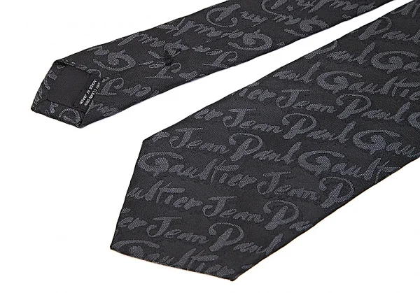【SALE】ジャンポールゴルチエJean Paul GAULTIER  シルクブランドレタリングジャガードネクタイ 黒 K-68376_004
