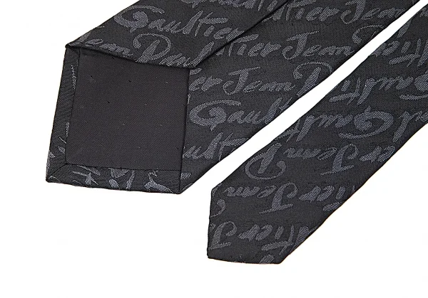【SALE】ジャンポールゴルチエJean Paul GAULTIER  シルクブランドレタリングジャガードネクタイ 黒 K-68376_006