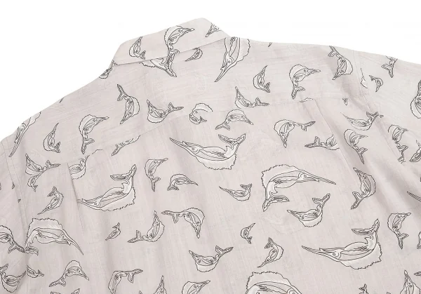 【SALE】イッセイミヤケ メンISSEY MIYAKE MEN カジキプリントステッチデザイン半袖シャツ グレー3 K-68473_011