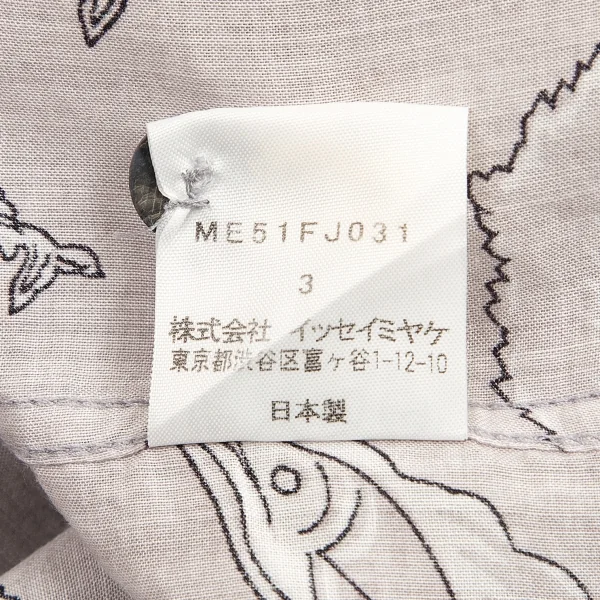 【SALE】イッセイミヤケ メンISSEY MIYAKE MEN カジキプリントステッチデザイン半袖シャツ グレー3 K-68473_013